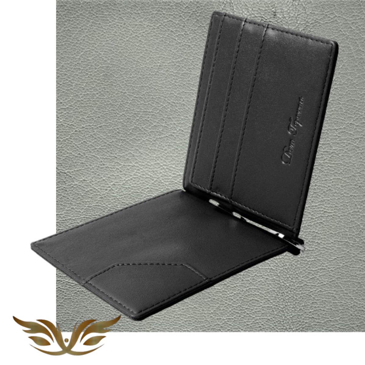 超薄牛革マネーグリップ ブラック 二つ折り財布 カード入れ ハンドメイド お札入れ 大人感 エイジング 一粒万倍日 お洒落 高級 本革 財布0拍卖