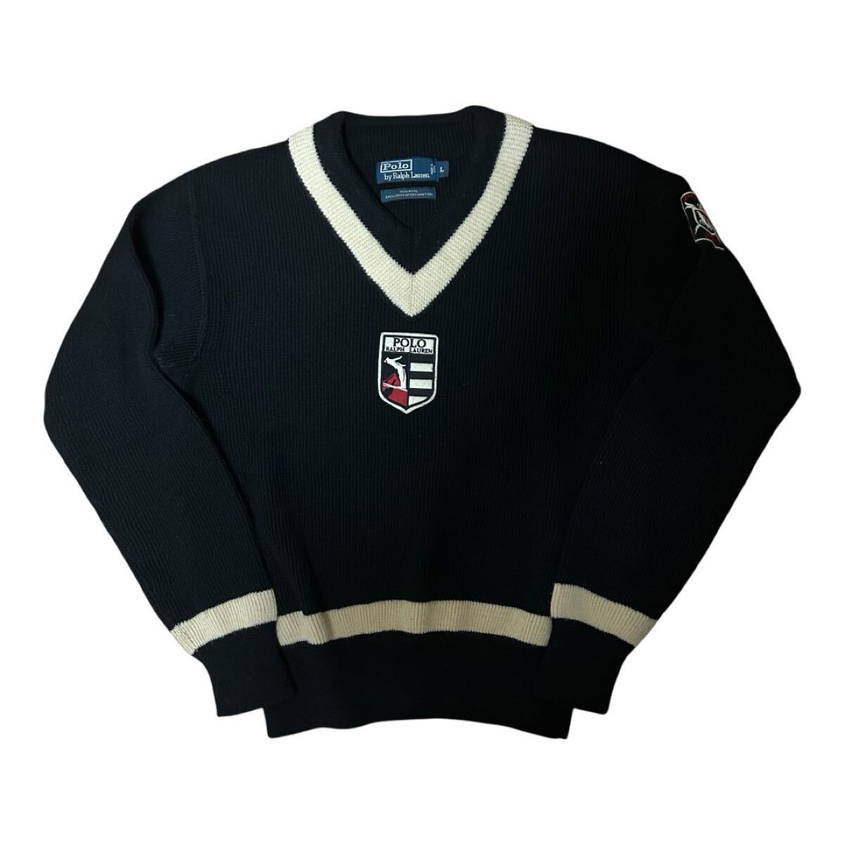 美品 90s Polo by Ralph Lauren Vネック セーター L拍卖