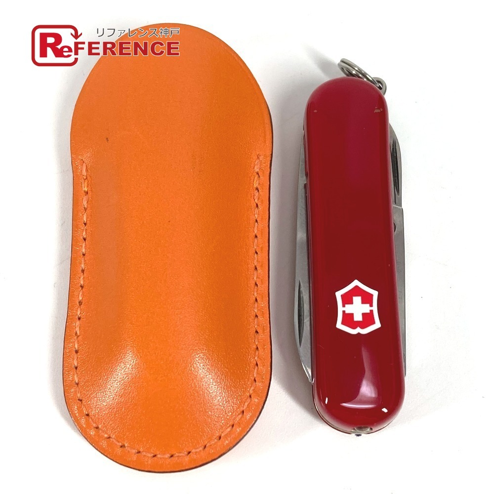 HERMES エルメス ヴィクトリノックス VICTORINOX マルチツール ケース付き ハサミ 爪やすり ボールペン ナイフ レッド 【中古】拍卖
