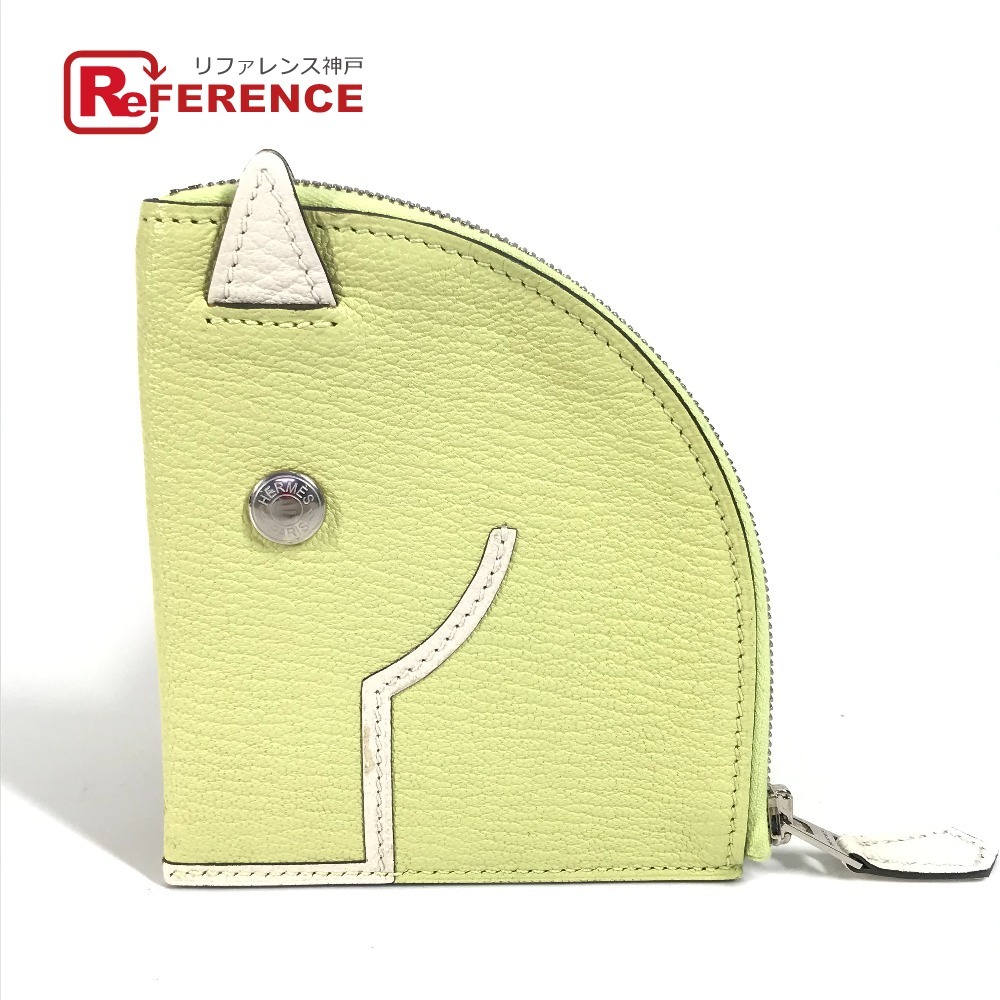 新品同様 HERMES エルメス シュバル パドック 財布 小銭入れ 馬 コインケース ジョーヌブルジョン/ナタ イエロー レディース【中古】拍卖