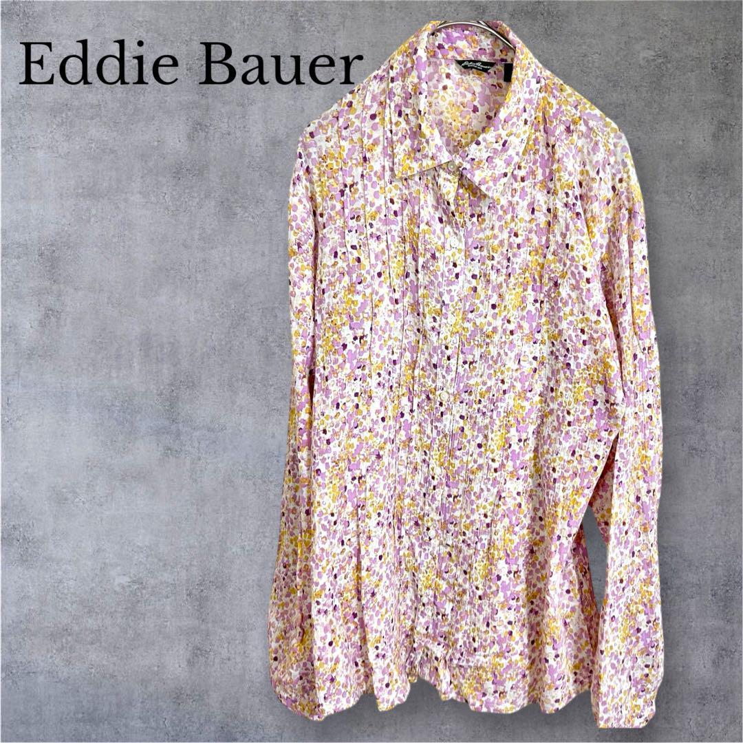 Eddie Bauer 花柄 長袖シャツ 黄 紫 レディース M 薄手 春夏拍卖