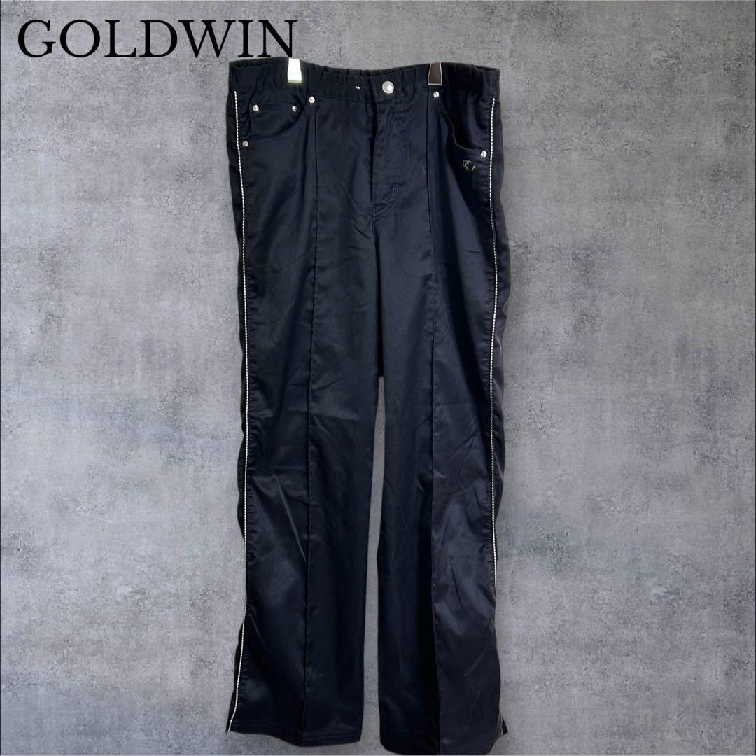 GOLDWIN サイドラインパンツ 黒 M カジュアルウエスト紐付き スポーツ拍卖