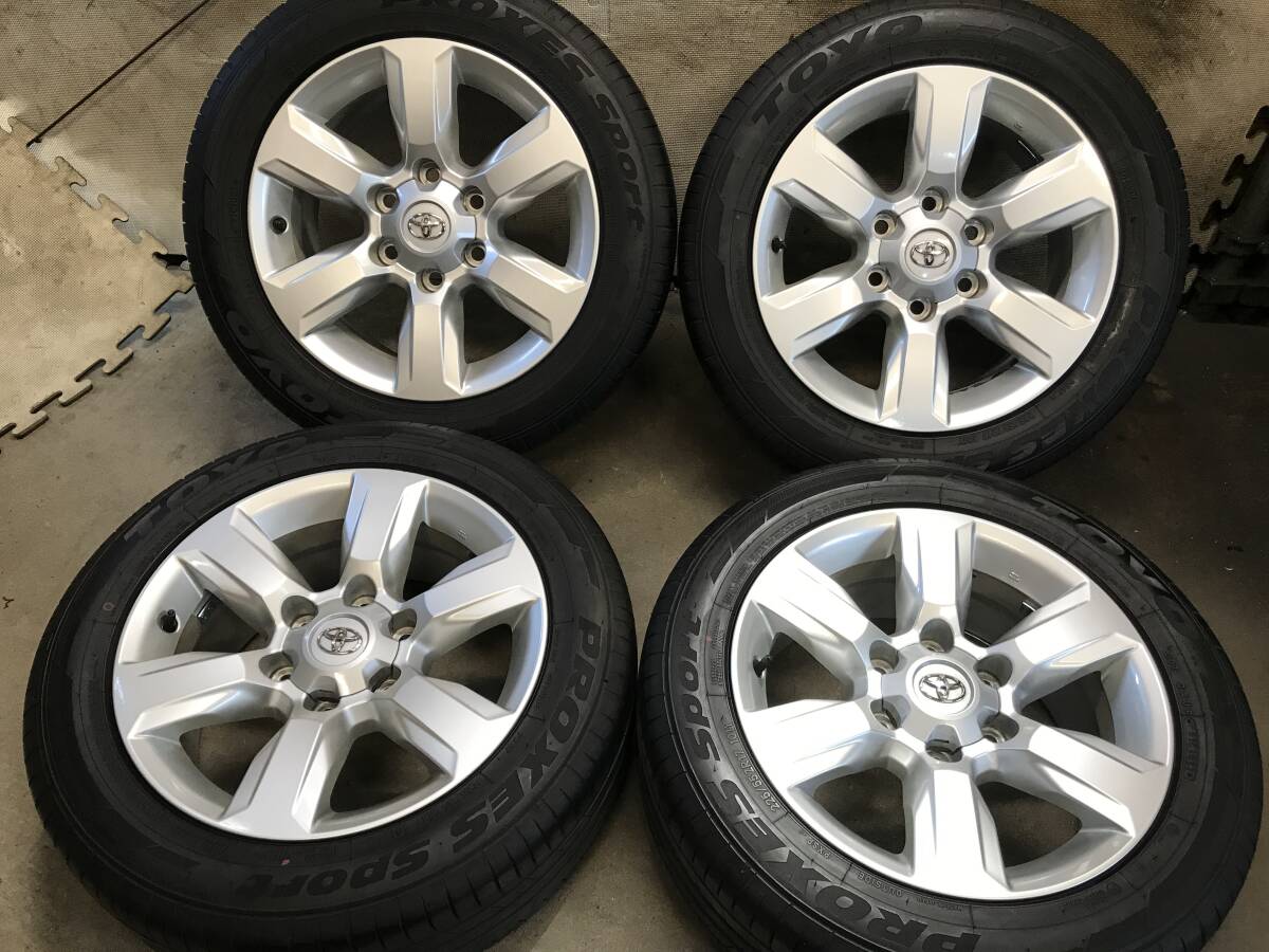 200系ハイエース【17×7.5+25 PCD139.7 6H】150系プラド純正アルミホイール【225/55ZR17】溝有22年製TOYOタイヤ 4本拍卖