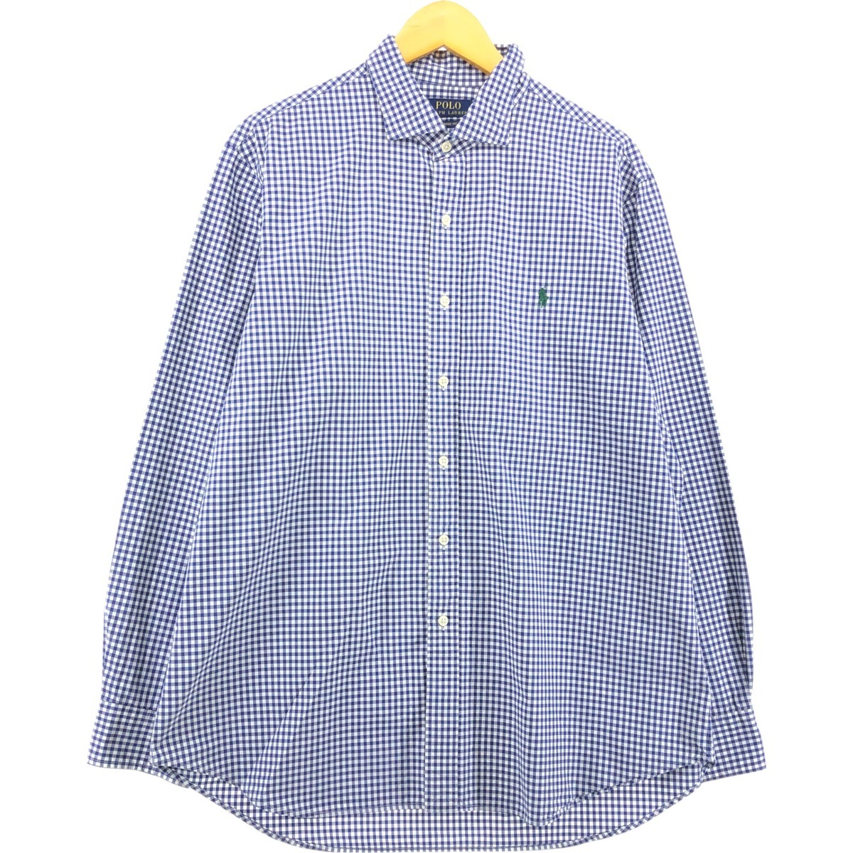 古着 ラルフローレン CLASSIC FIT ギンガムチェック ワイドカラー 長袖 コットンチェックシャツ メンズXL相当 /eaa557735拍卖
