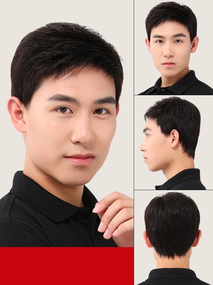 メンズウィッグ フルウィッグ かつら 男性用 ショート 脱毛症対策 人毛 カツラ つむじ 自然黒 普段使い 短髪 機植えつむじ イケメン拍卖