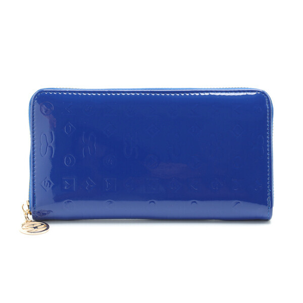 サボイ(SAVOY)エナメルにミニモノグラム柄を型押した長財布レディース/ブルーホワイト拍卖