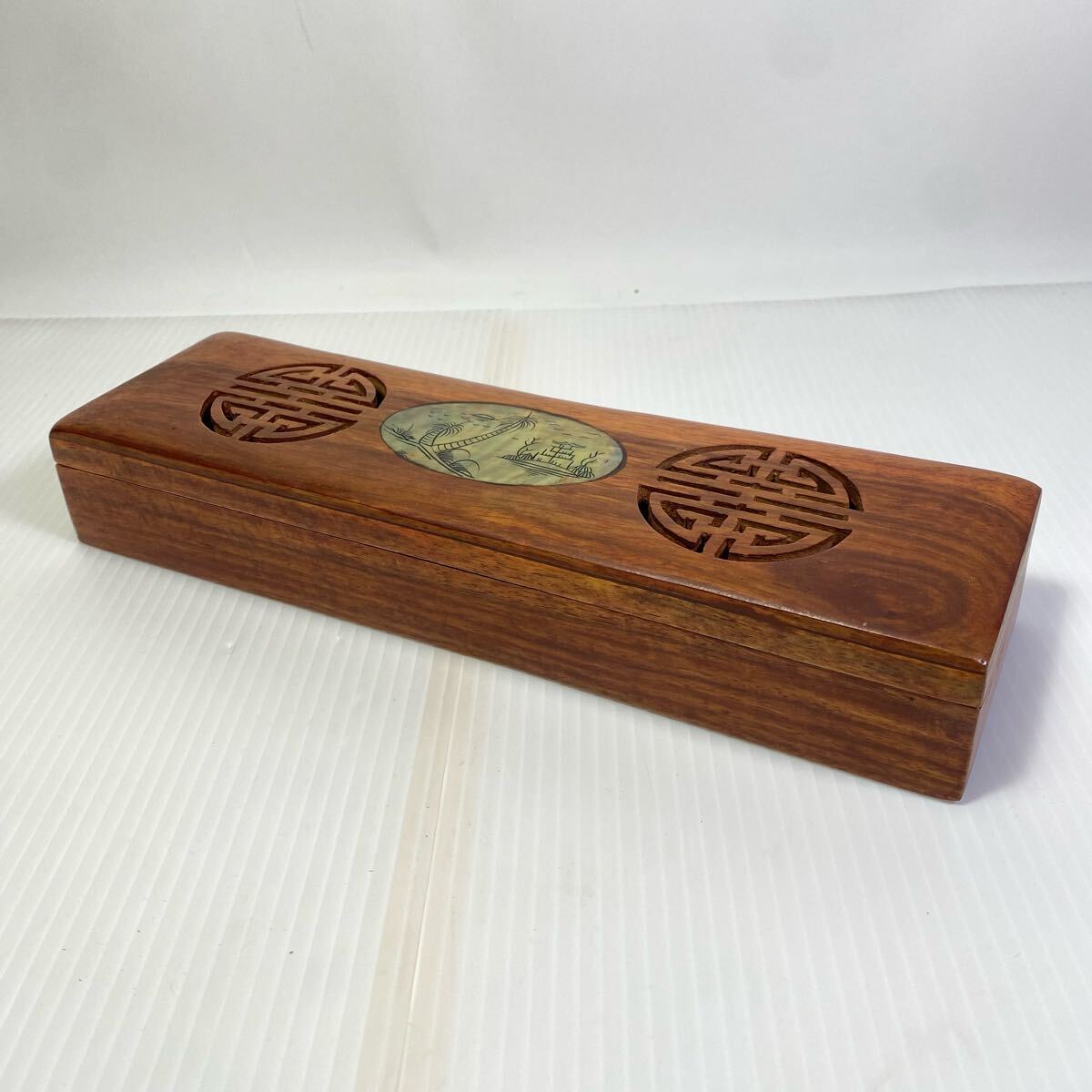 木製 線香 ケース 木箱 蓋付き 螺鈿 小物入れ 古雑貨 置物 インテリア 飾拍卖