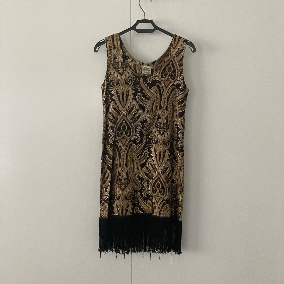 ビンテージアンティークSWANSEA ペーズリー柄フリンジワンピースチュニック拍卖