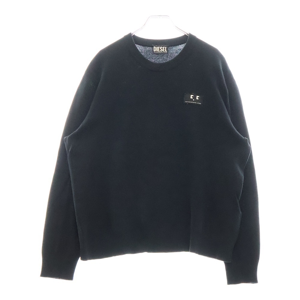 DIESEL ディーゼル K-JERSEY フロントロゴパッチ クルーネック コットンニット セーター ブラック A02849 0HCAC拍卖