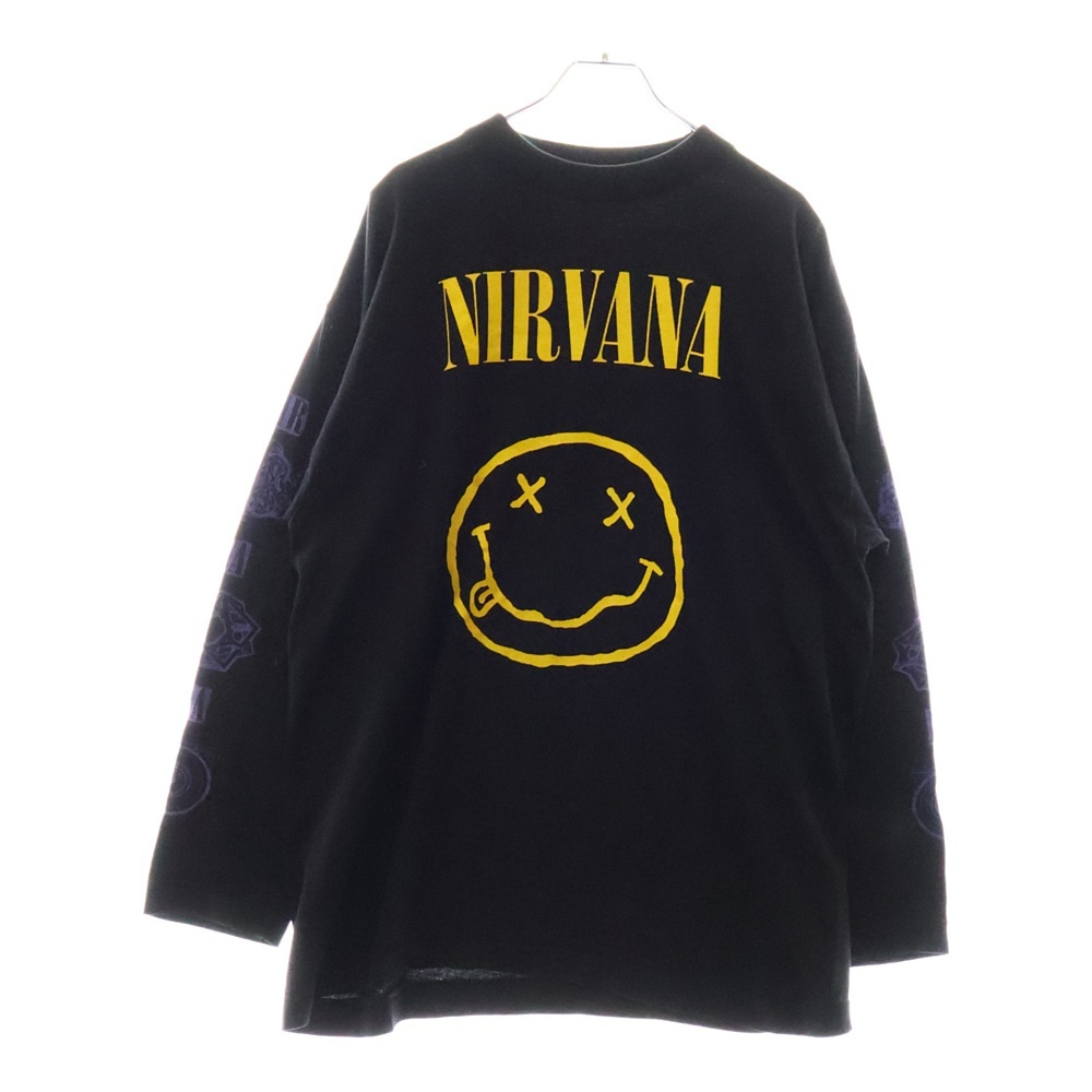 VINTAGE ヴィンテージ 90S NIRVANA Smile BOOTLEG ニルヴァーナ スマイル ブートレグ ロングスリーブ長袖Tシャツ ブラック拍卖