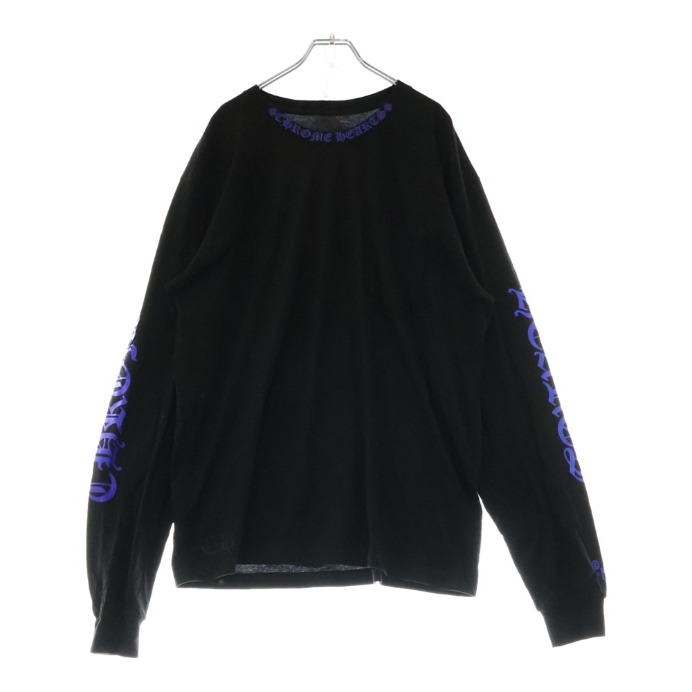 CHROME HEARTS クロムハーツ Neck Logo 1988プリント クルーネック 長袖Tシャツ ブラック拍卖