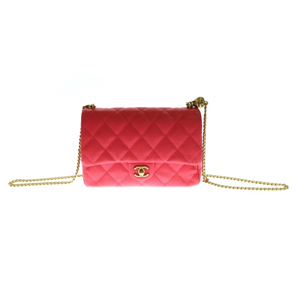 CHANEL シャネル マトラッセ23 Sチェーンショルダーバッグ ピンク キャビアスキン GD金具 プレート拍卖