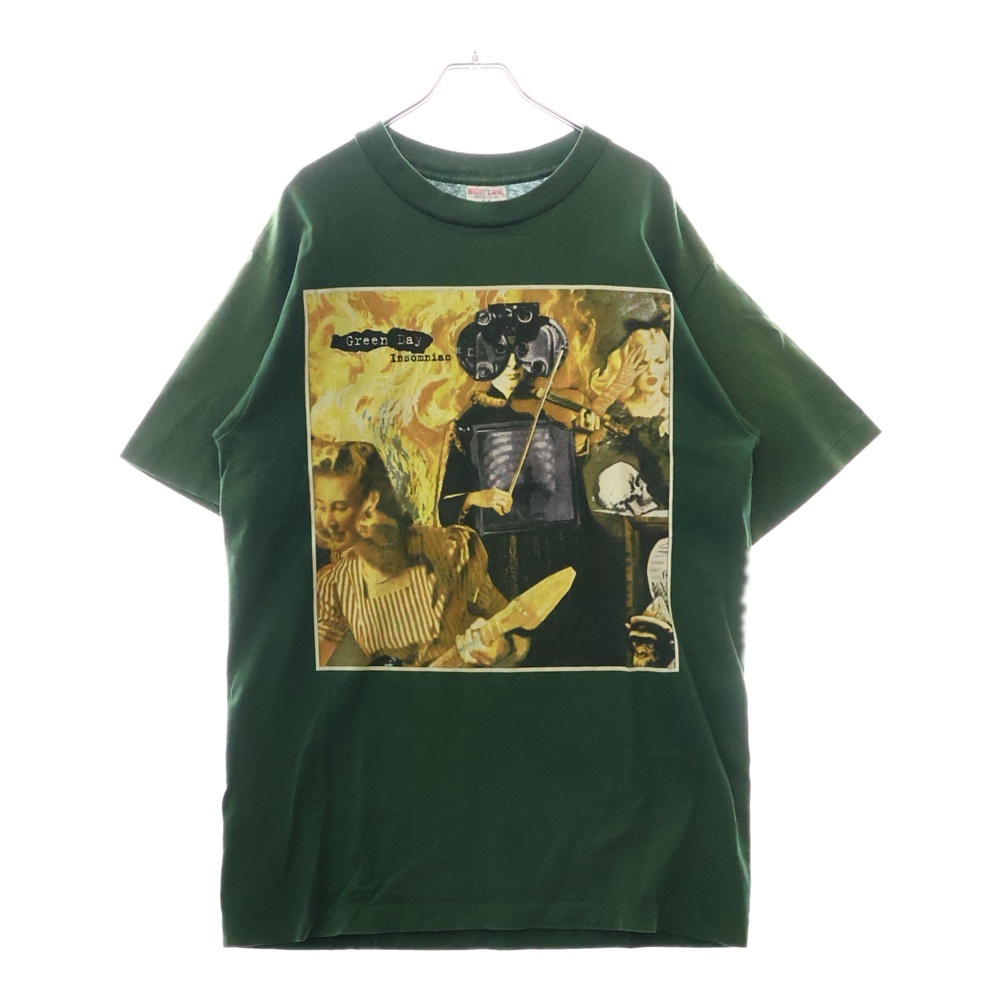 ヴィンテージ 90s VINTAGE GREEN DAY INSOMNIAC TEE グリーンデイ 両面プリント クルーネック 半袖Tシャツ カットソー グリーン拍卖