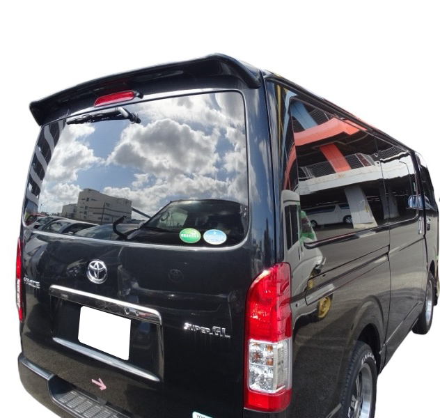 商品製造工場紹介動画付!ハイエース レジアスエース 200系 標準車 リアスポイラー 209 ブラック 塗装済 純正 リアゲート ルーフスポイラー拍卖