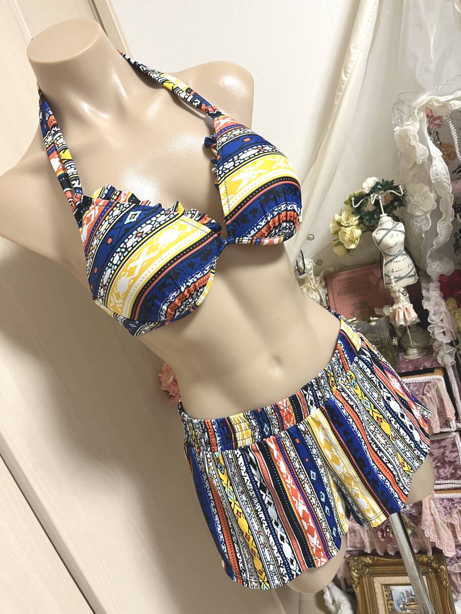 ●レディース水着XL●Swimmear◆ワイヤービキニ*キュロット水着パンツ*水着ショーツ:3点水着 MIX拍卖