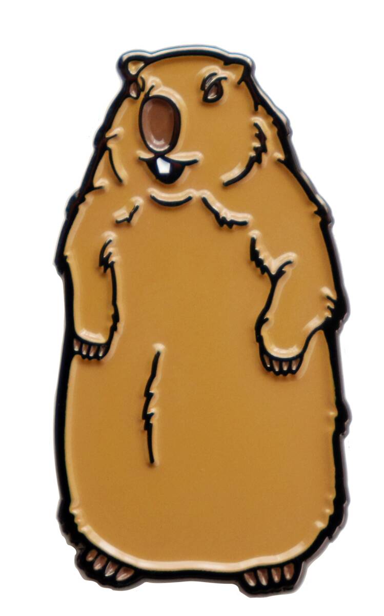 ピンバッジ マーモット ブサカワ系の動物をデザインしたピンズ かわいいバッジ 合金製 3cm×1.65cm拍卖