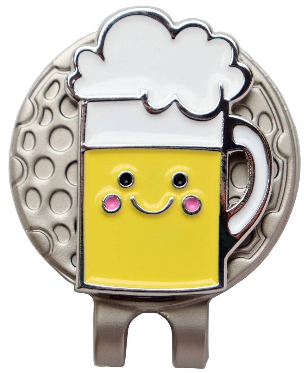 ゴルフマーカー ビールジョッキ ハットクリップ マグネット(磁石)着脱 かわいいお酒のキャラクター ボールマーカー 鉄製拍卖