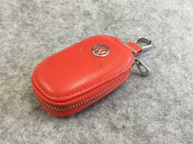 フォルクスワーゲン キーケース スマートキーケース 自動車 カラビナ付き キーホルダー 収納 キーカバー キーリング キーチェーン レッド拍卖