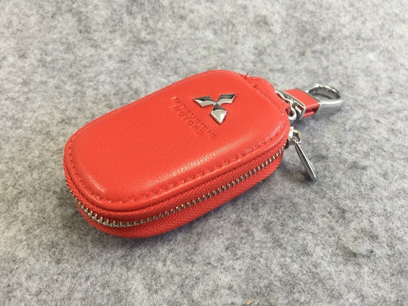 三菱 キーケース スマートキーケース 自動車 カラビナ付き キーホルダー 収納 キーカバー キーリング キーチェーン レッド拍卖