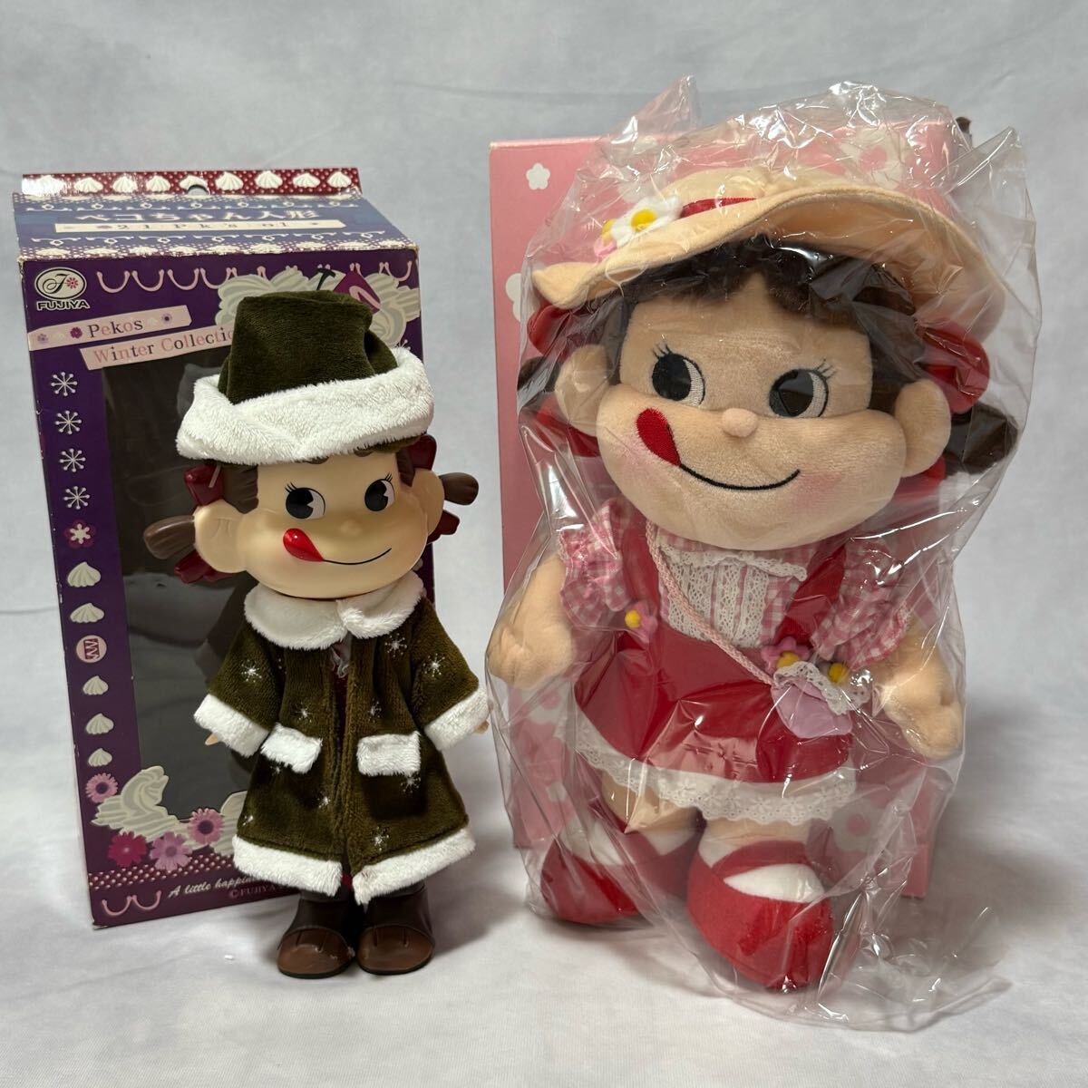不二家 ペコちゃん☆非売品 ぬいぐるみ 2006年ひなまつり ひな祭り と 2010年限定販売 人形 Winter Collection ウィンターコレクション拍卖