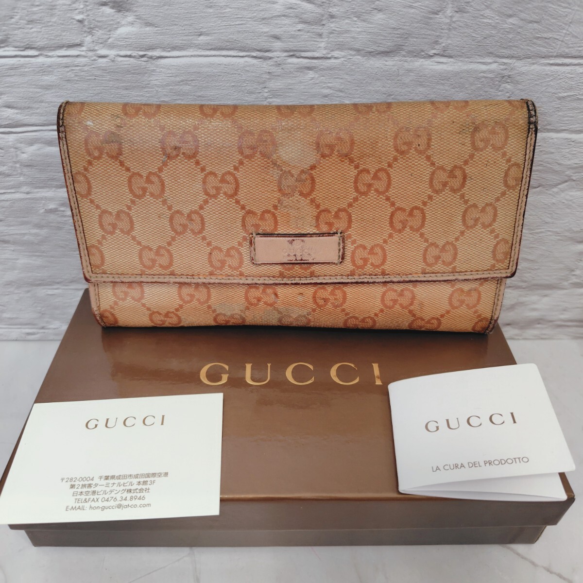 GUCCI 長財布 レザー ピンク系 箱付き グッチ 小銭入れあり レディース グッチ 送料無料拍卖