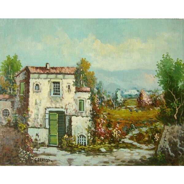 ヨーロッパ絵画 肉筆油絵 (額縁付きで納品対応可) サイズF6号 アルヌッシ作 「風景」拍卖