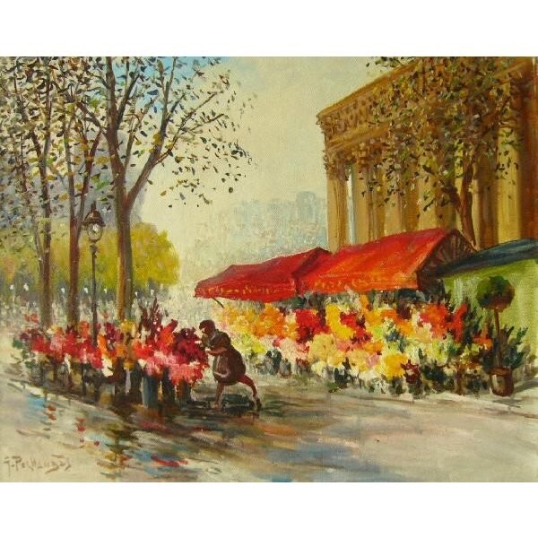 ヨーロッパ絵画 肉筆油絵 (額縁付きで納品対応可) サイズF6号 ペチャウベス作 「パリ」拍卖