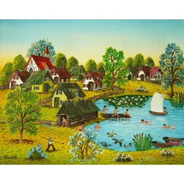 ヨーロッパ絵画 肉筆油絵 (額縁付きで納品対応可) サイズF6号 コワルスキ作 「風景」拍卖