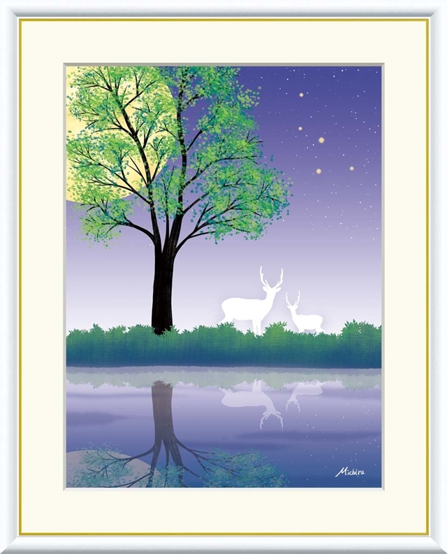 高精細デジタル額装版画 現代アート Michiru やすらぎの夜景 田口みちる (たぐち みちる) 「 カシオペア座 」 サイズ F4号拍卖