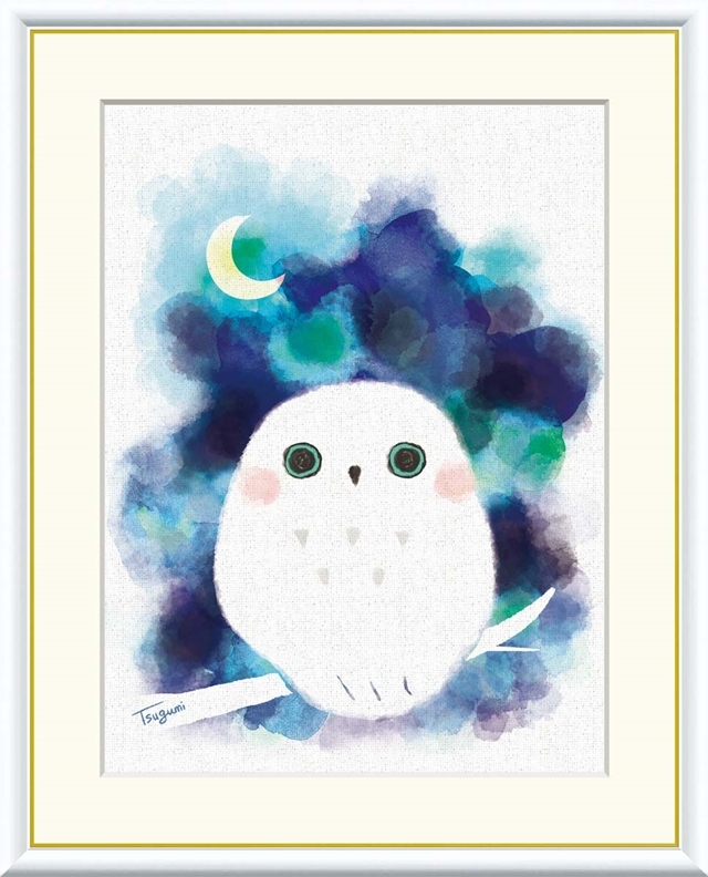 高精細デジタル額装版画 現代アート Tsugumi 癒しの動物たち 木下 つぐみ (きのした つぐみ) 「 ふくろう 」 サイズ F8号拍卖