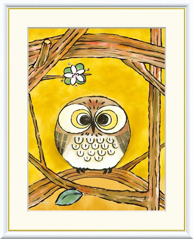 高精細デジタル額装版画 現代アート Hinako しあわせのふくろう 日菜子 (ひなこ) 「 きらめき 」 サイズ F4号拍卖