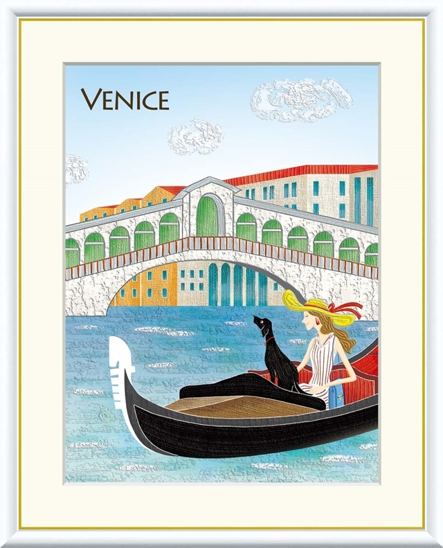 高精細デジタル額装版画 現代アート Rimi 素敵なひと時 佐久間 莉美 (さくま りみ) 「 ヴェニス 」 サイズ F4号拍卖
