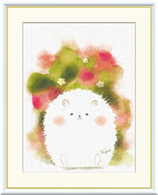 高精細デジタル額装版画 現代アート Tsugumi 癒しの動物たち 木下 つぐみ (きのした つぐみ) 「 はりねずみ 」 サイズ F6号拍卖