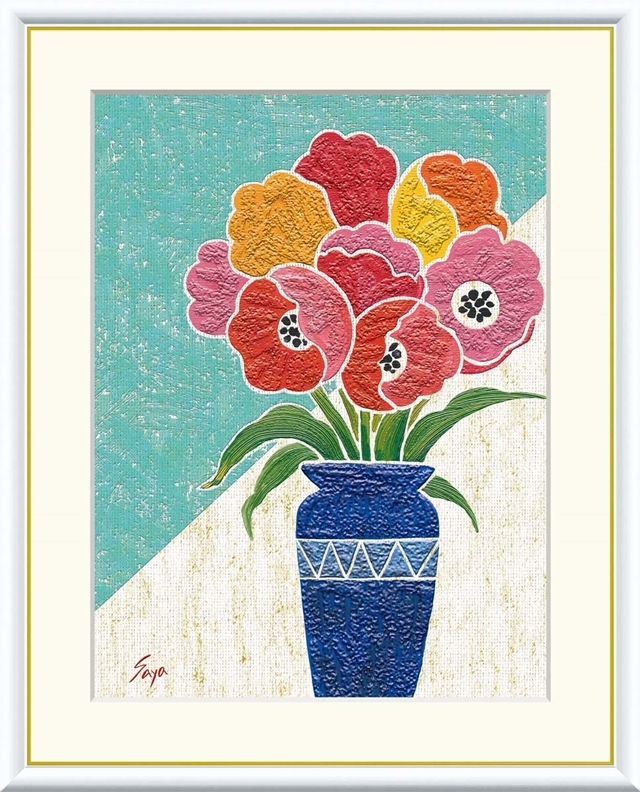 高精細デジタル額装版画 現代アート Saya ポップフラワー 佐藤 沙耶 (さとう さや) 「 チューリップ 」 サイズ F6号拍卖