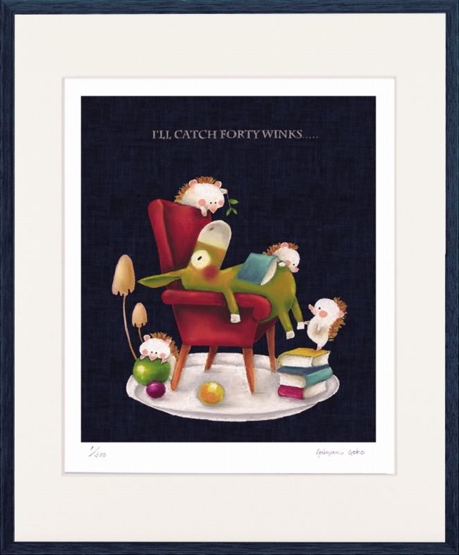 ジークレー版画 額装絵画 藪上 陽子 「ソファとロバ」 四ッ切拍卖