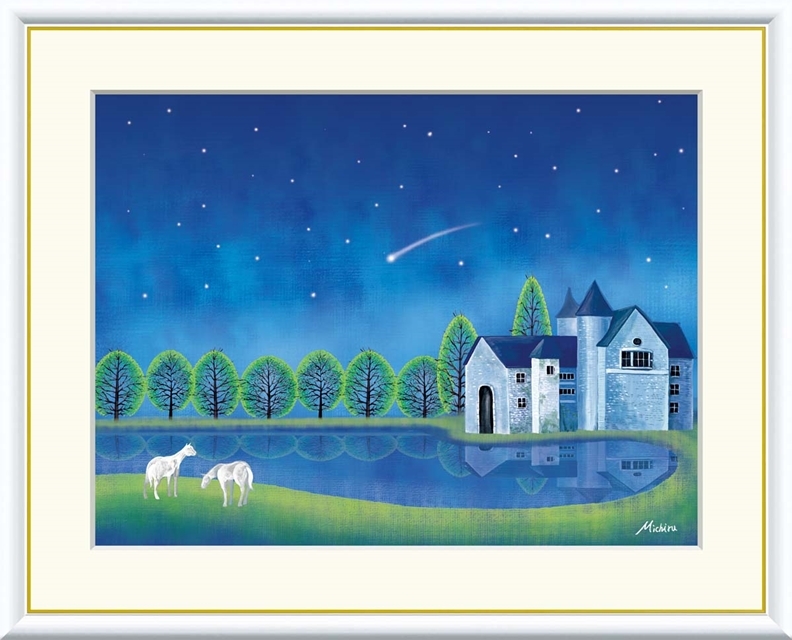 高精細デジタル額装版画 現代アート Michiru やすらぎの夜景 田口みちる (たぐち みちる) 「 流星 」 サイズ F8号拍卖