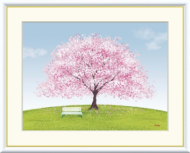 高精細デジタル額装版画 現代アート Mikoto 大きな木の風景 鈴木みこと (すずき みこと) 「 桜 」 サイズ F8号拍卖