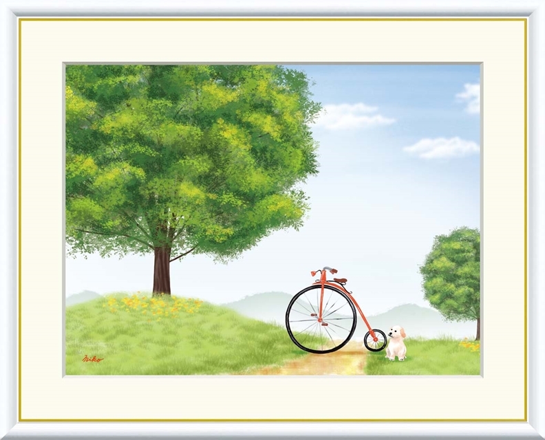 高精細デジタル額装版画 現代アート Mikoto 大きな木の風景 鈴木みこと (すずき みこと) 「 けやきの木 」 サイズ F4号拍卖