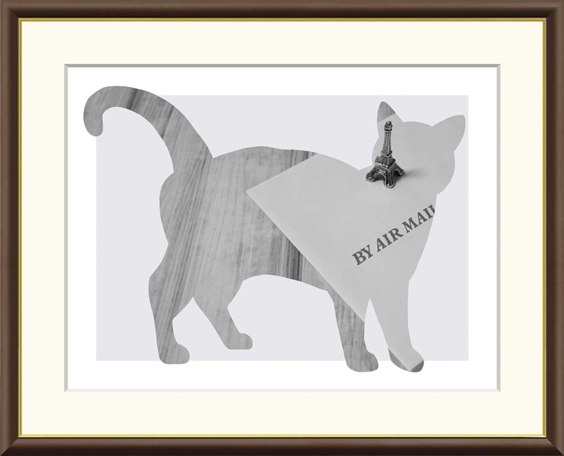 高精細デジタル額装版画 現代アート Misaki モノトーン アート Dog&Cat 山口 美咲 (やまぐち みさき) 「 Letter 」 サイズ F6号拍卖