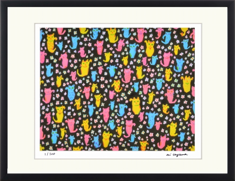 ジークレー版画 額装絵画 ai sayama 「幸せの招き猫」 太子拍卖