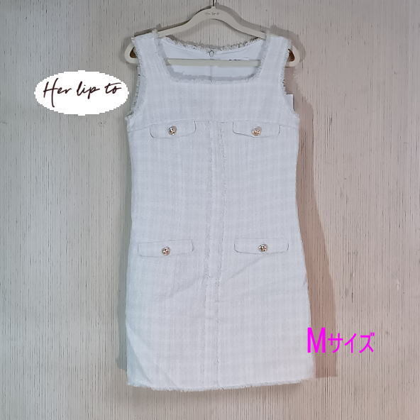 【タグ付き】May Tweed Mini Dress スカ-ト ミニ ecru Her lip to拍卖
