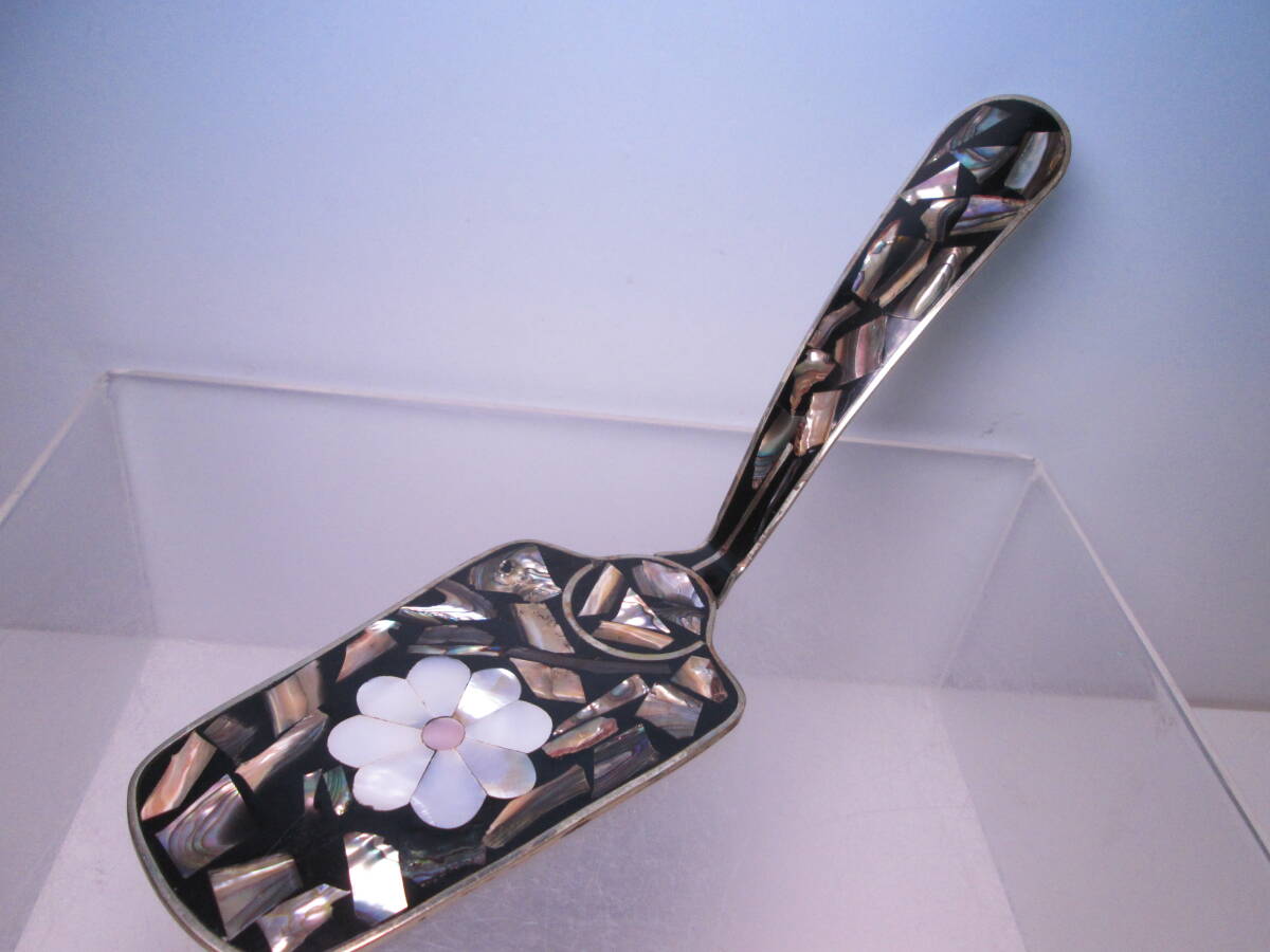 ☆メキシコ製 白蝶貝螺鈿象嵌細工 ケーキサーバー ケース無し拍卖