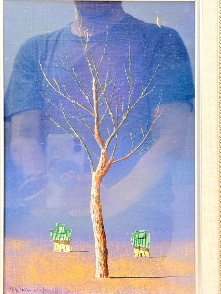 ☆ 韓国人画家 金敬烈 REAL KIM 『私たちの物語』 油彩 4号 額装 真作保証拍卖