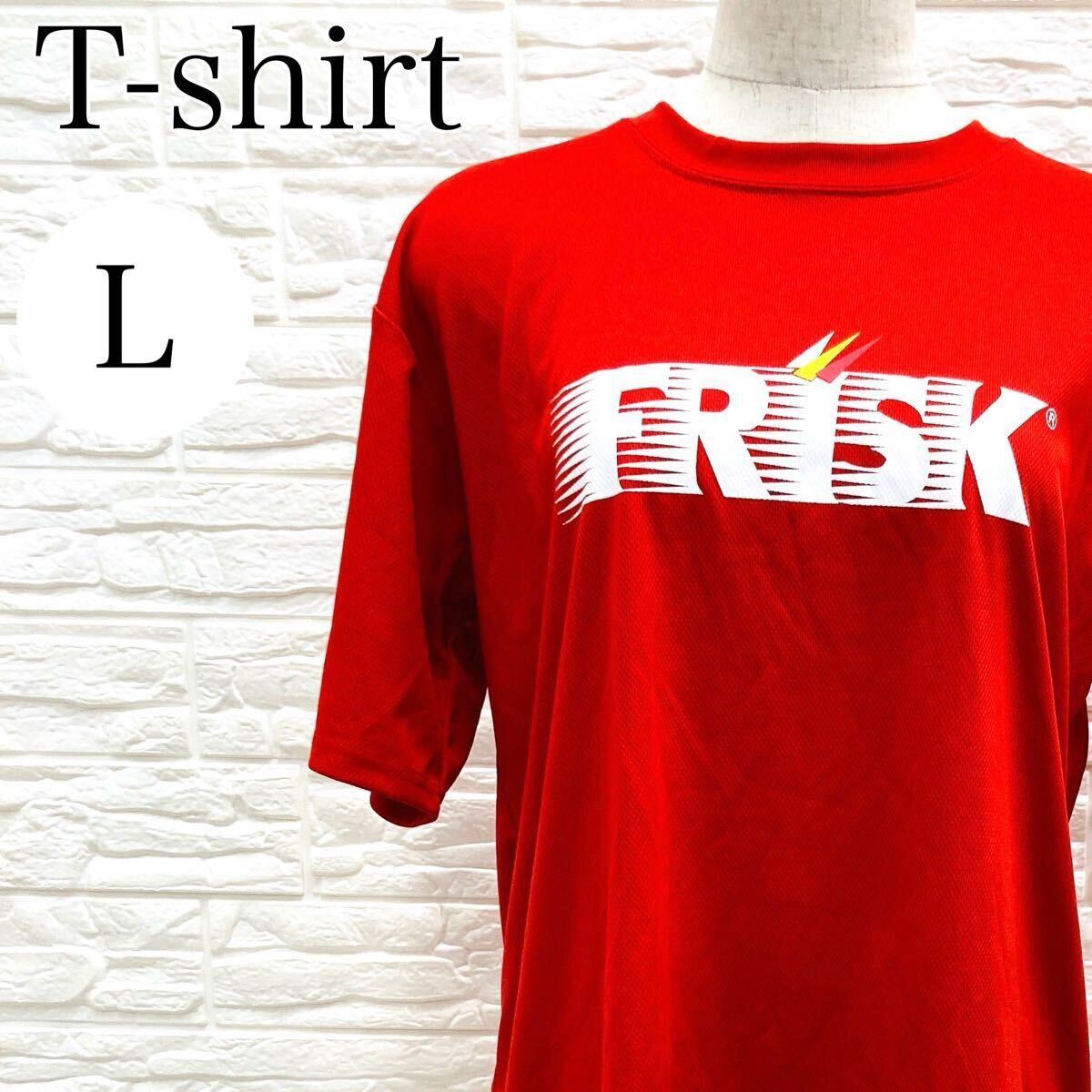 【AA3882】FRISK フリスク L トップス プルオーバー ロゴプリント Tシャツ 半袖 丸首 レッド(赤) デザインTシャツ カジュアル メーカー拍卖
