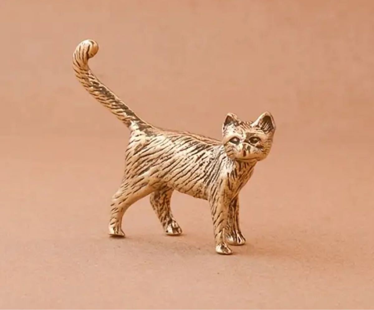 子猫フィギュア ミニチュア猫 真鍮製 置物 ゴールド拍卖