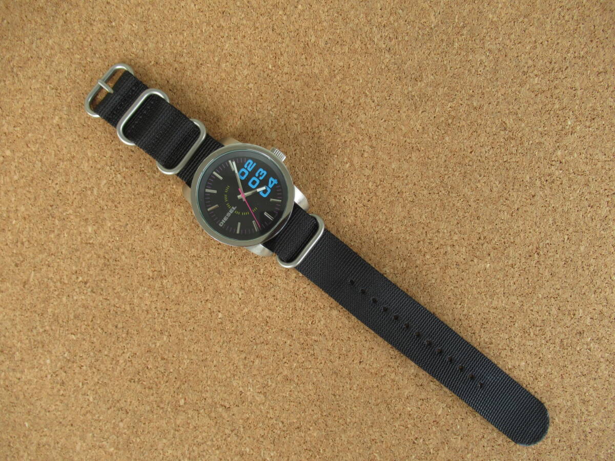 DIESEL ディーゼル メンズ エアロノーティック DZ-1514 ビッグサイズ46ミリ 美品 新品ミリタリーベルト 稼働品 激安 !!拍卖