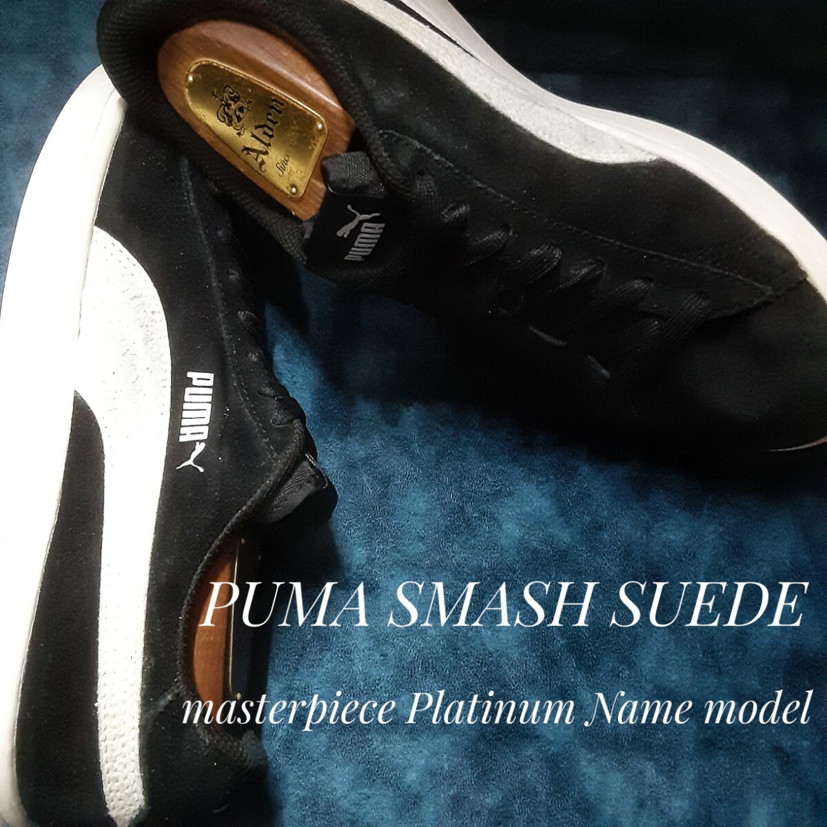 最値!隠れた名作!プラチナムネーム!プーマ スマッシュ スウェード高級ヌバックレザー スニーカー!ミッドナイトカラー!ブラック!黒白 26cm拍卖