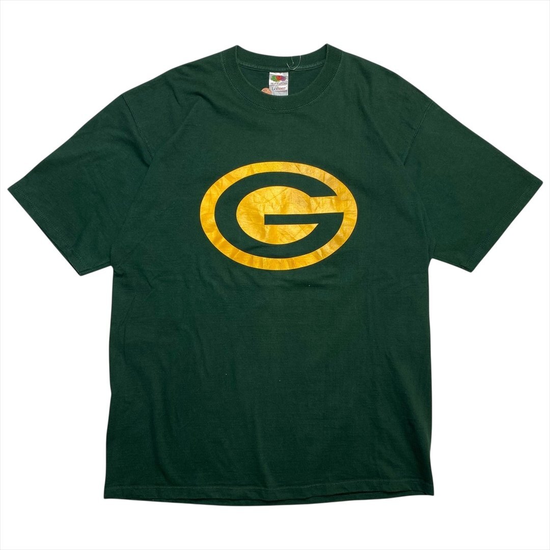00s Vintage フルーツオブザルーム NFL グリーンベイ パッカーズ Tシャツ 半袖 グリーン FRUIT OF THE LOOM 古着 メンズ XL オーバーサイズ拍卖