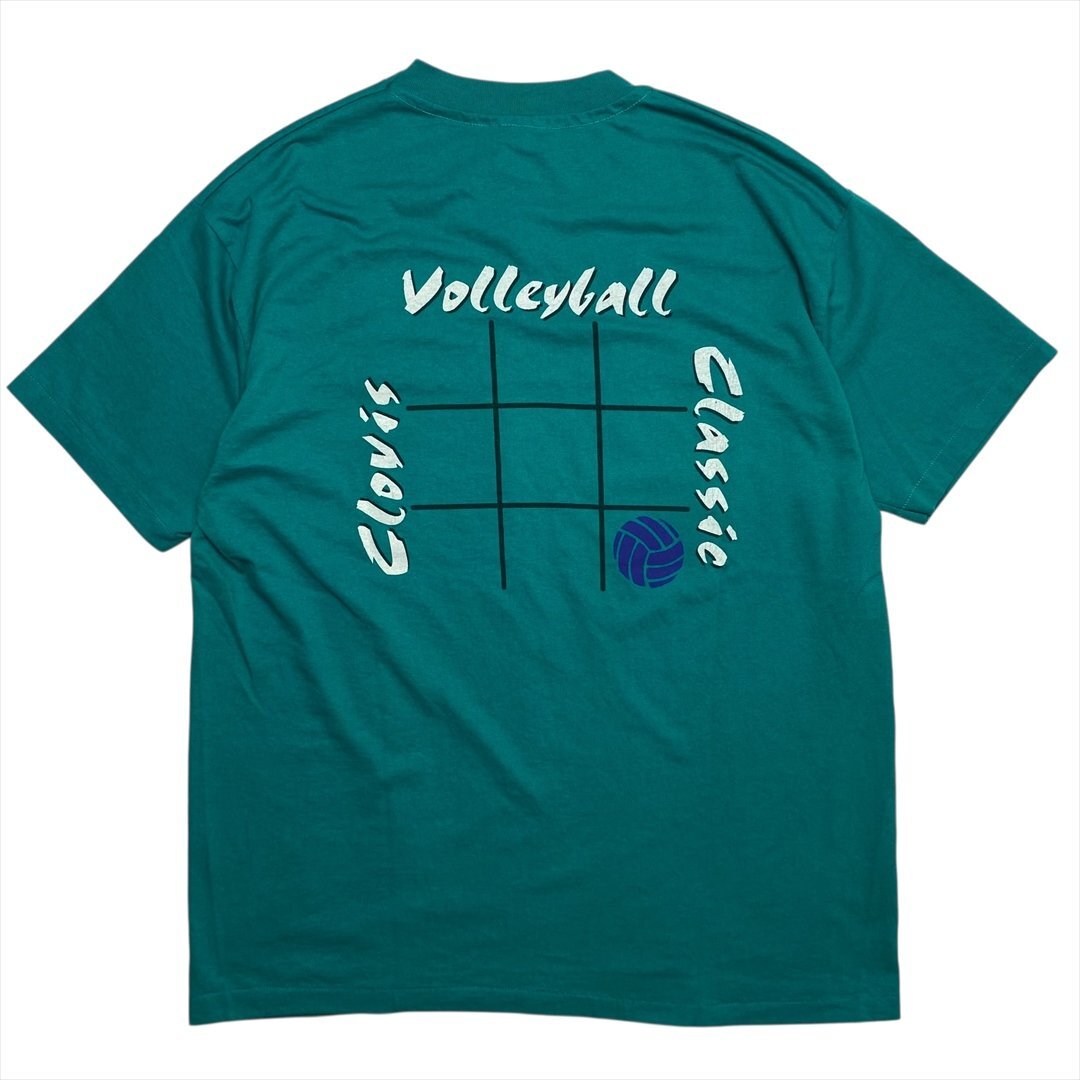 90s Vintage Hanes ヘインズ Clovis Volleyball Classic Tシャツ 半袖 グリーン 古着 メンズ XL エメラルド バレーボール USA製 ビンテージ拍卖