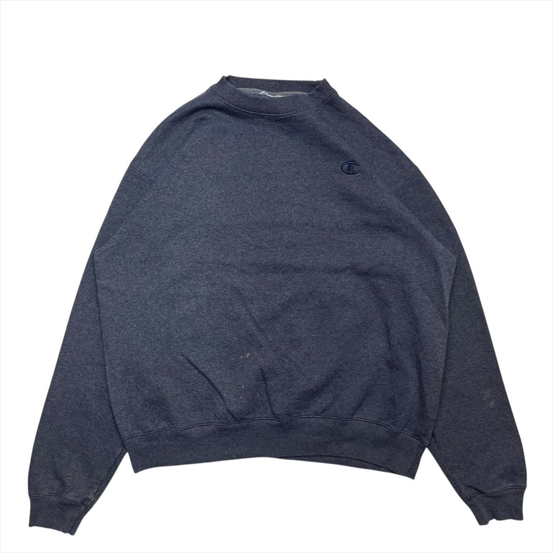 Vintage チャンピオン ワンポイント 刺繍 ロゴ スウェット トレーナー ネイビー Champion 古着 メンズ L 裏起毛 スエット ヴィンテージ拍卖
